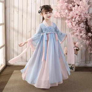 Children Traditional Chinese Dance Costume Kids Girls Long Sleeve Hanfu Dress Child Clothing  | Tryst Hanfus