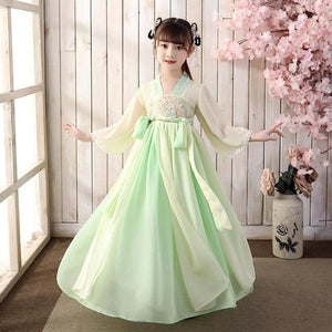 Children Traditional Chinese Dance Costume Kids Girls Long Sleeve Hanfu Dress Child Clothing  | Tryst Hanfus