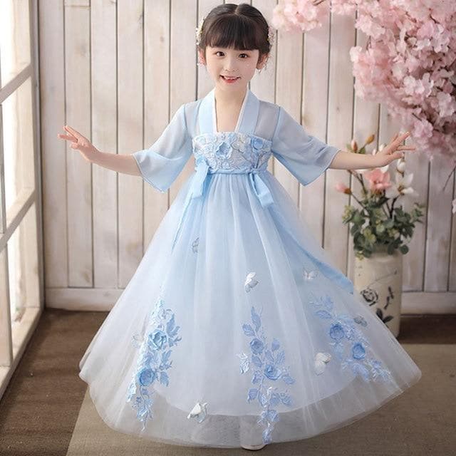 Children Traditional Chinese Dance Costume Kids Girls Long Sleeve Hanfu Dress Child Clothing  | Tryst Hanfus