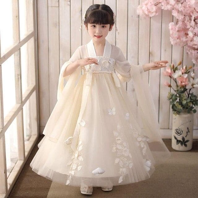 Children Traditional Chinese Dance Costume Kids Girls Long Sleeve Hanfu Dress Child Clothing  | Tryst Hanfus