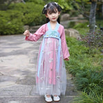 Muatkan imej ke dalam penonton Galeri, A very temperamental Chinese traditional cultural costume children Hanfu, it looks noble and elegant like a fairy. Tryst Hanfus  is the best Hanfu brand in China, a model of modern Hanfu. Enjoy the temptation of uniforms brought by fairy skirts. Give a Hanfu costume. Gift for your children, boy and girl Children hanfu dress
