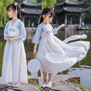 Girls Hanfu kids Clothes Super Fairy Skirt Children Antique Fairy Hanfu Chinese Dress Girl Costume Hanfu baby girl clothes | Tryst Hanfus
