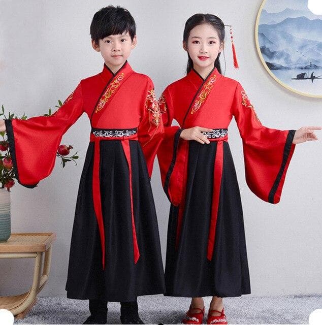 Chinese Kids  Stage Dance Dress Chinese Traditional Costumes New Year Children Tang Suit Performance Hanfu Kids Cheongsam Hanfu | Tryst Hanfus