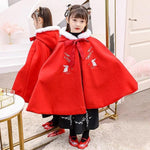 Load image into Gallery viewer, Girl&#39;s Embroidery Hanfu warm Cape winter Long Cloak Chinese Children Style Mantle Kids Christmas Hooded Capes New Year&#39;s Outfit | Tryst Hanfus
