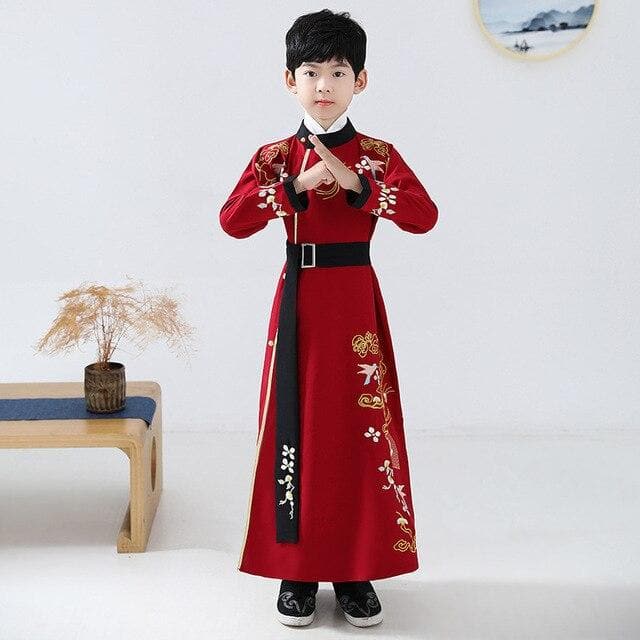 Boy Tang Dynasty Embroidery Performance Costume New Year Festival Kids Clothing Set Chinese Traditional Children Hanfu Dress | Tryst Hanfus