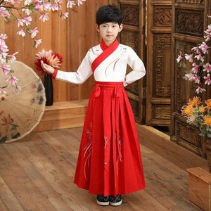 Boy Tang Dynasty Embroidery Performance Costume New Year Festival Kids Clothing Set Chinese Traditional Children Hanfu Dress | Tryst Hanfus