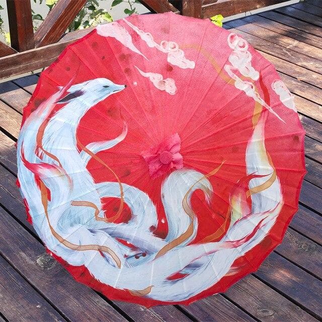 Super fairy nine-tail Fox umbrella rain women oil paper umbrella female and male silk rainproof Hanfu paraguas parasol sombrilla