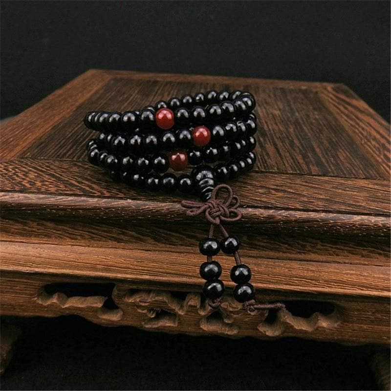 Black/Red 108 Beads 8mm Sandalwood Buddhist Jewelry Buddha Wood Prayer Bead Mala Unisex Men Bracelets & Bangles Jewelry Bijoux