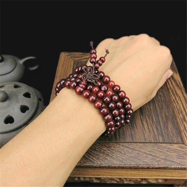 Black/Red 108 Beads 8mm Sandalwood Buddhist Jewelry Buddha Wood Prayer Bead Mala Unisex Men Bracelets & Bangles Jewelry Bijoux