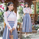 Lade das Bild in den Galerie-Viewer, Hanfu Dress Female Improvement Chinese Style Costume Fairy Elegant Fresh and Elegant Student Retro Skirt Suit | Tryst Hanfus
