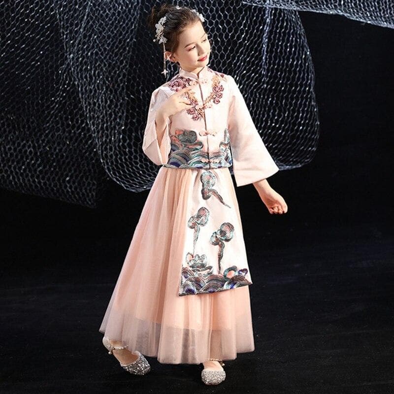 Chinese Hanfu  Dress For Girls Dresses Kids Clothes Wedding Events Flower Girl Dress Birthday Party Costumes Children Clothing | Tryst Hanfus