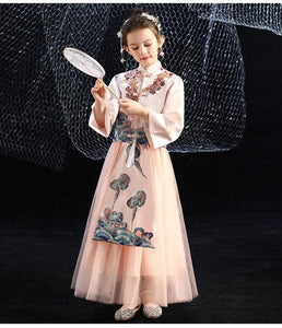 Chinese Hanfu  Dress For Girls Dresses Kids Clothes Wedding Events Flower Girl Dress Birthday Party Costumes Children Clothing | Tryst Hanfus