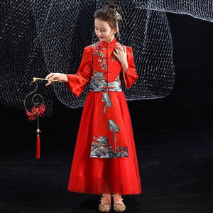 Chinese Hanfu  Dress For Girls Dresses Kids Clothes Wedding Events Flower Girl Dress Birthday Party Costumes Children Clothing | Tryst Hanfus