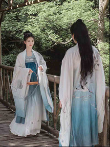 Embroidery Hanfu Men&Women Chinese Traditional Gradient Blue Hanfu Couples Cosplay Costume Hanfu For Women&Men Plus Size XL