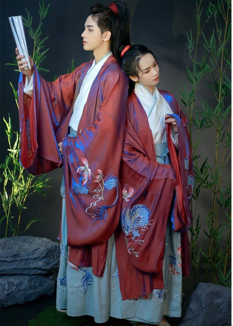 Embroidery Hanfu For Men&Women Chinese Traditional Luxury Hanfu Dress Adult Christmas Costume Red&Purple For Couples Plus Size