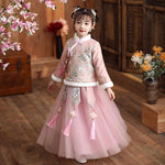 Last inn bildet i Galleri-visningsprogrammet, New Embroider Girl&#39;s Hanfu Cheongsam Chinese Tradition Wedding Flower Girl Dress Cute Kids New Year Dress Clothes | Tryst Hanfus
