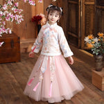 Lade das Bild in den Galerie-Viewer, New Embroider Girl&#39;s Hanfu Cheongsam Chinese Tradition Wedding Flower Girl Dress Cute Kids New Year Dress Clothes | Tryst Hanfus
