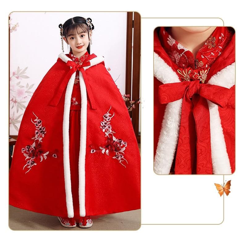  ZHICHUANG Girls Woolen Cloak Clothes for 1-6 Years