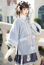 Muatkan imej ke dalam penonton Galeri, Traditional Women Elegant Hlaf Sleeve Autumn Winter New Hanfu Suit Novelty Thick Blue Cosplay Costumes Stage Performance Cloth | Tryst Hanfus

