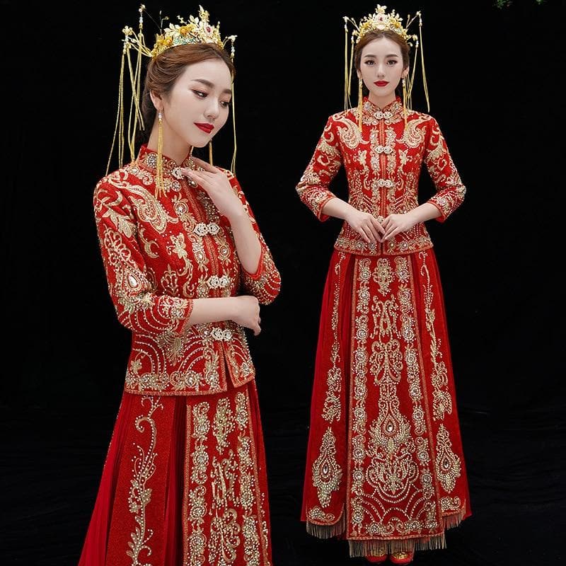 Embroidery Bride Cheongsam Married Suits Chinese Style Wedding 丨Tryst Hanfus & Cheongsam