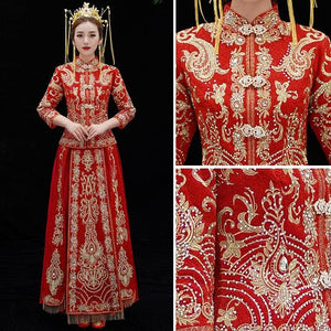 Embroidery Bride Cheongsam Married Suits Chinese Style Wedding 丨Tryst Hanfus & Cheongsam