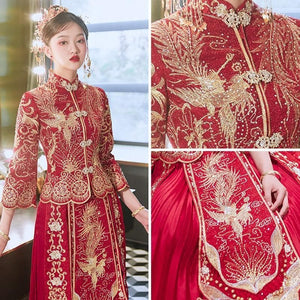 Embroidery Bride Cheongsam Married Suits Chinese Style Wedding 丨Tryst Hanfus & Cheongsam