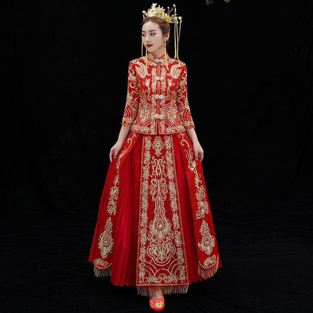 Embroidery Bride Cheongsam Married Suits Chinese Style Wedding 丨Tryst Hanfus & Cheongsam