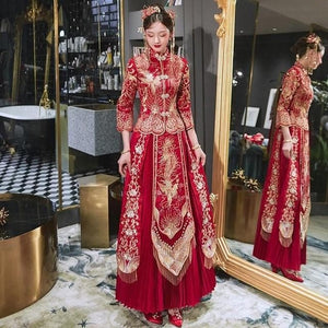 Embroidery Bride Cheongsam Married Suits Chinese Style Wedding 丨Tryst Hanfus & Cheongsam