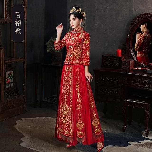 Embroidery Bride Cheongsam Married Suits Chinese Style Wedding 丨Tryst Hanfus & Cheongsam