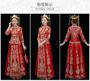 Embroidery Bride Cheongsam Married Suits Chinese Style Wedding 丨Tryst Hanfus & Cheongsam