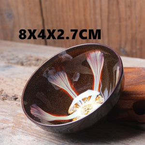 Ceramic Porcelain Tea Cup Bowl Teaware Jun Kiln Change Brushed Color Sand Gold Glaze Master Hat Tea Cup Kung Fu Tea Cup Set