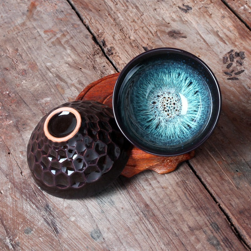 Ceramic Porcelain Tea Cup Bowl Teaware Jun Kiln Change Brushed Color Sand Gold Glaze Master Hat Tea Cup Kung Fu Tea Cup Set