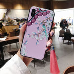 Load image into Gallery viewer, Chinese Style Embossed Tassel Phone Case for iPhone 11 12 13 Pro Max XS MAX XR Soft Back Cover for iPhone X 8 7 6S 6 Plus Coque
