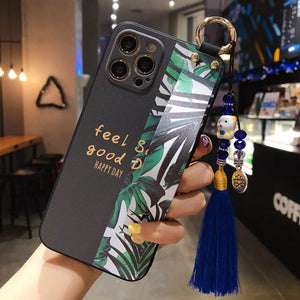 sumkeymi Wrist Strap Phone Holder Case For iphone 13 Pro Max 11 12 Pro Max 7 8 Plus X XS XR Chinese Culture Pattern TPU Cover