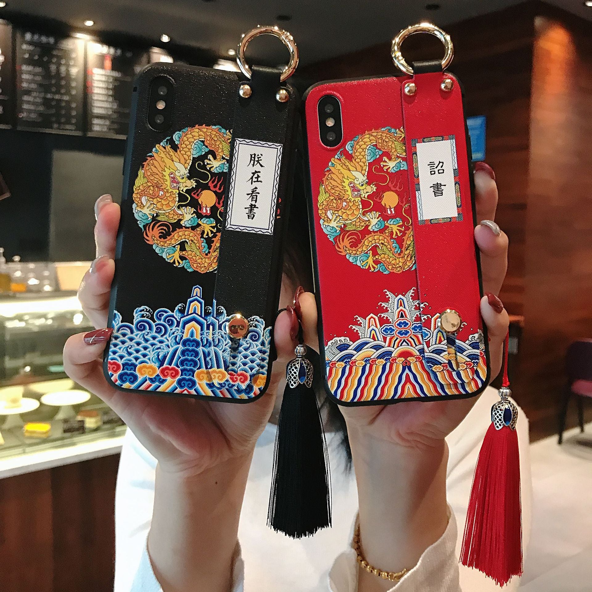 Chinese Style Pattern Phone Case for iPhone X XS XR 11 12 13 Pro MAX 7 8 Plus Capa Soft TPU Back Covers Cozy Matte Phone Cases