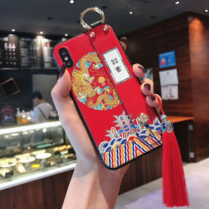 Chinese Style Pattern Phone Case for iPhone X XS XR 11 12 13 Pro MAX 7 8 Plus Capa Soft TPU Back Covers Cozy Matte Phone Cases