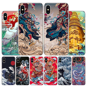 Chinese Elements Animal Pattern Cover Phone Case For Apple iPhone 11 12 13 Pro XR X XS Max 7 8 6 6S Plus + Mini 5S SE 2020 Print