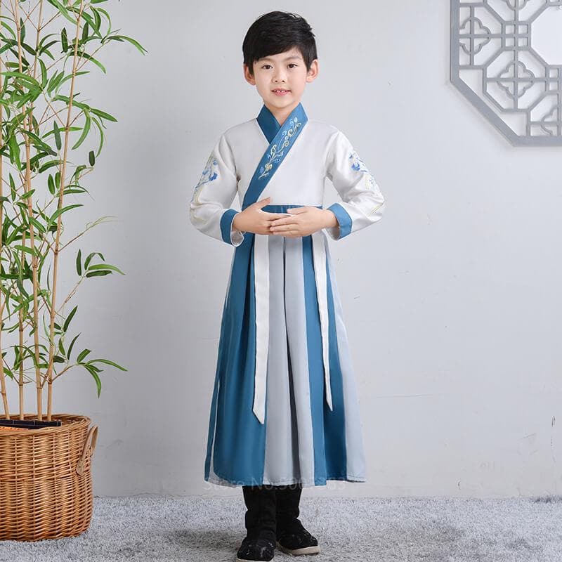 Children Ancient Costume Hanfu Boys Girls Traditional Chinese Folk Dance Clothes Retro Embroidery Dress Stage Performance Wear | Tryst Hanfus